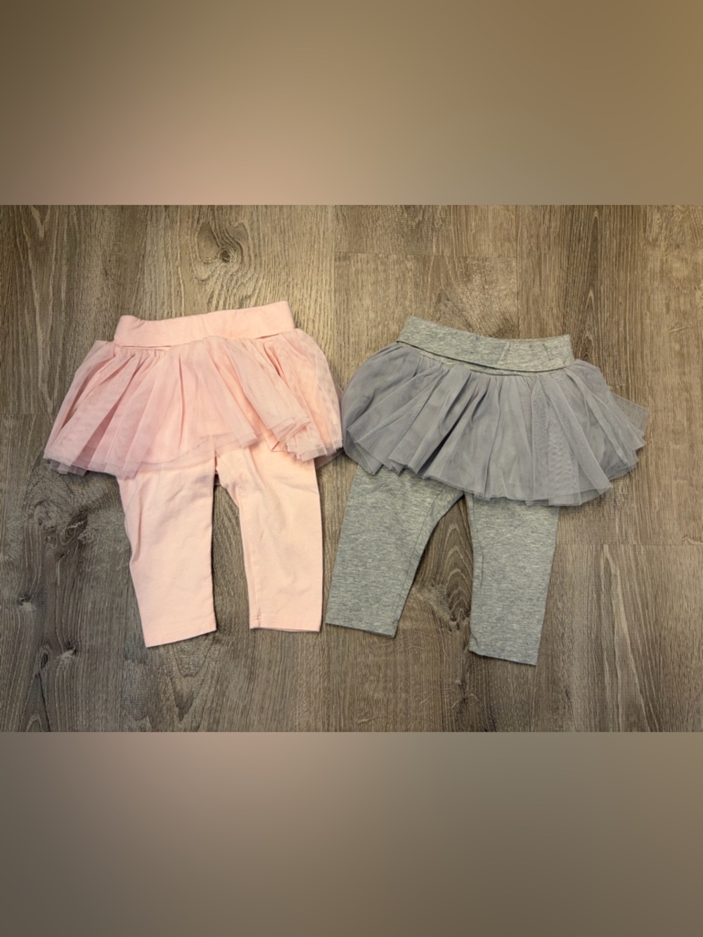 Lot of 2 Girl's Baby GAP Toddler Tulle Skirt Leggings in Pink and Heather Gray